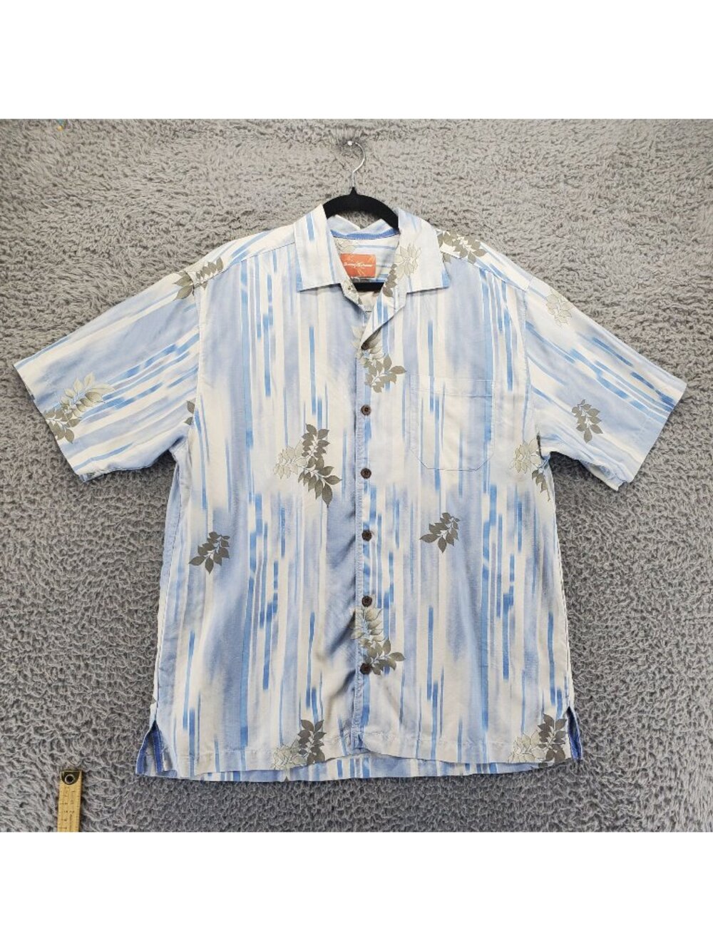 Tommy Bahama Shirt Mens Large Blue Floral Lightweight Silk Button-Up